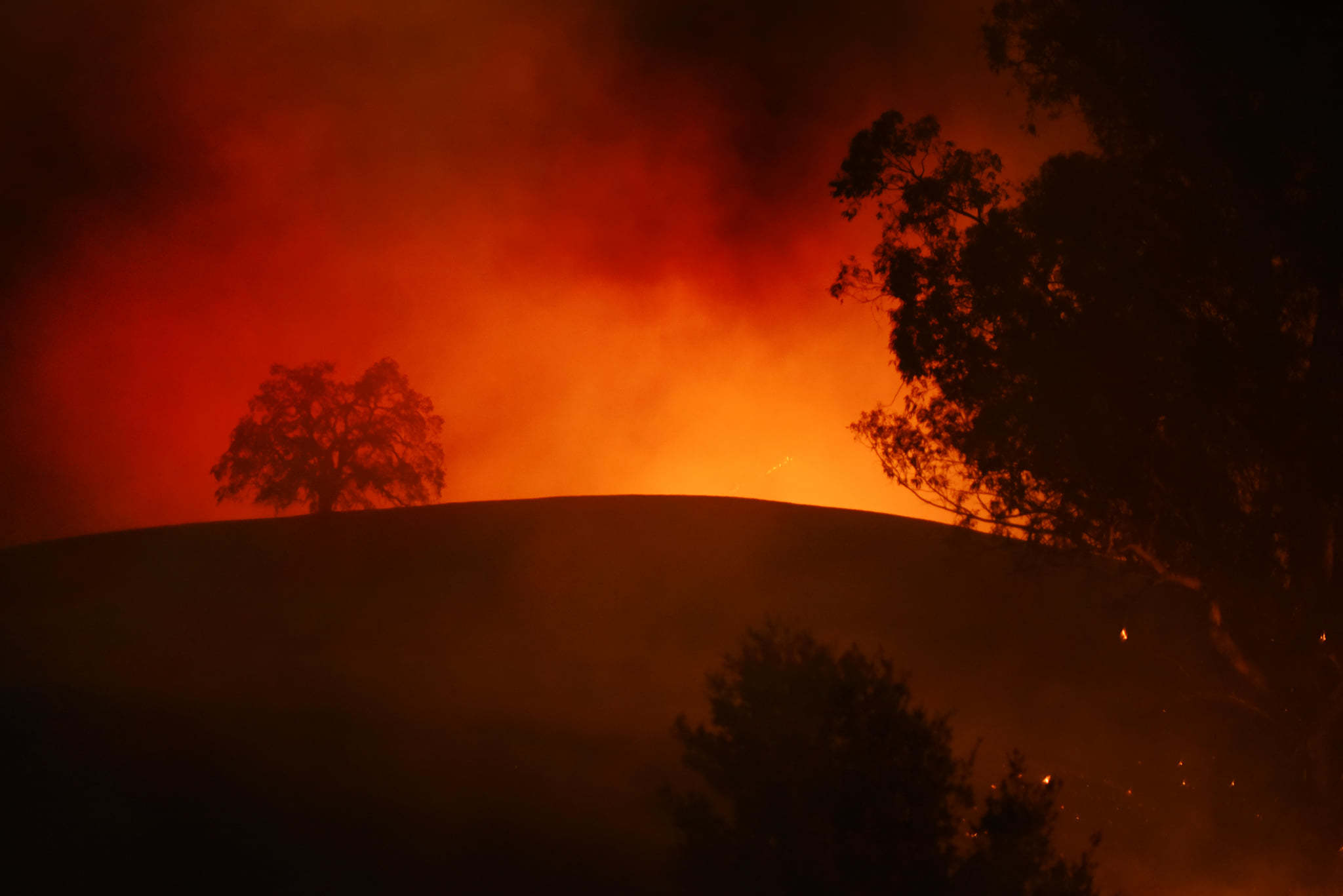 Hillside burning on Calistoga and Badger road